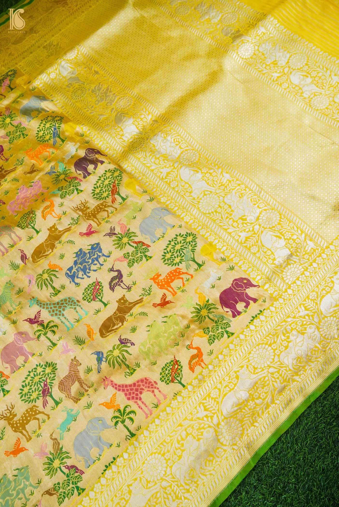 Handwoven Banarasi Katan Silk Kadwa Shikargah Saree