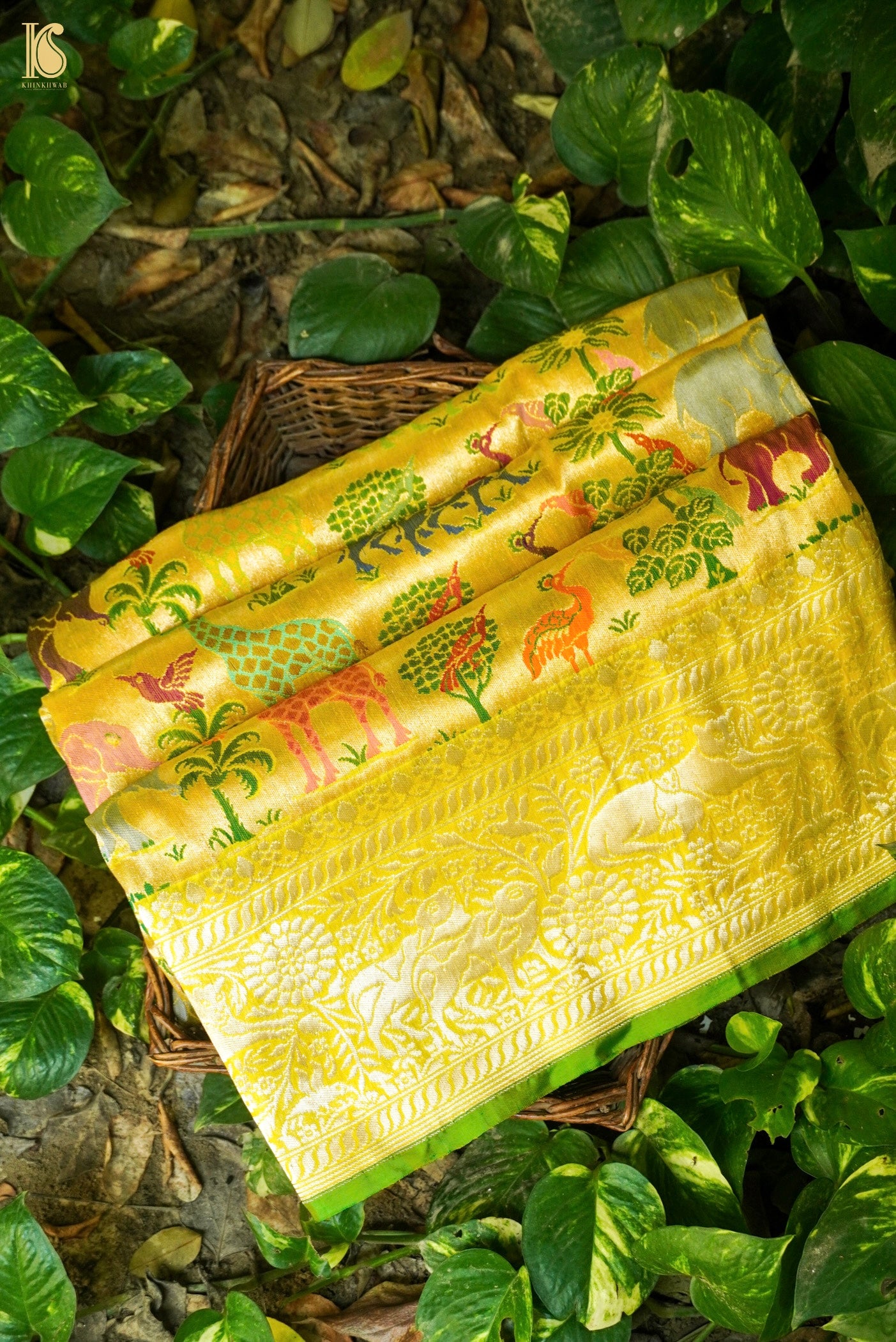 Handwoven Banarasi Katan Silk Kadwa Shikargah Saree