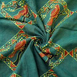 Pakshi - Hand Block Ajrakh Mul Cotton Fabric