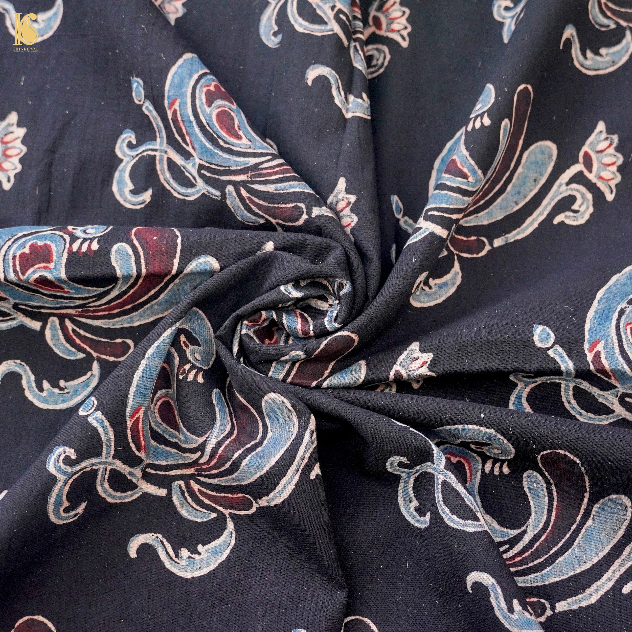 Hand Block Ajrakh Mul Cotton Fabric – Khinkhwab
