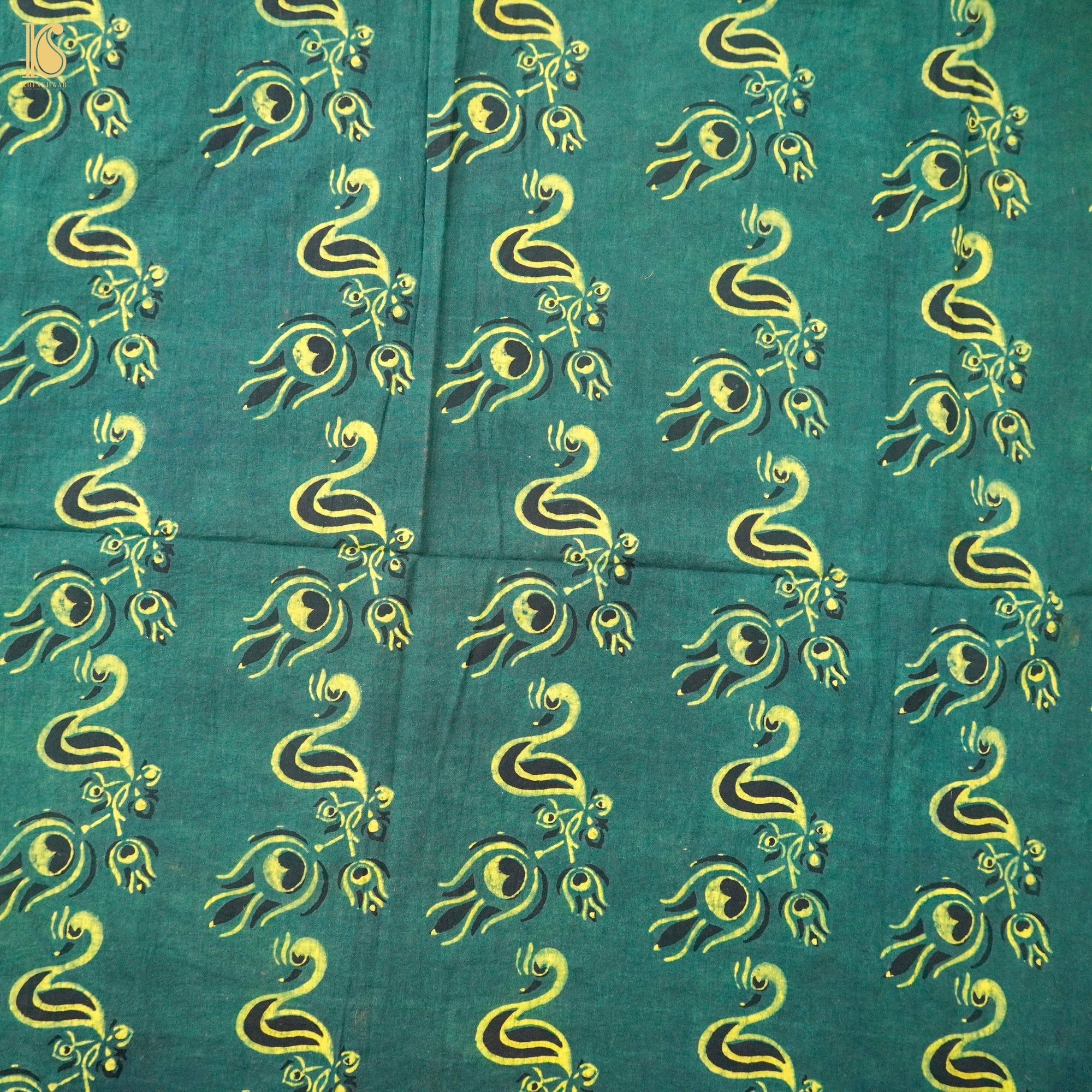 Multicolor - Natural Dyed Pure Mul Cotton Hand Block Ajrakh Print Fabric 24