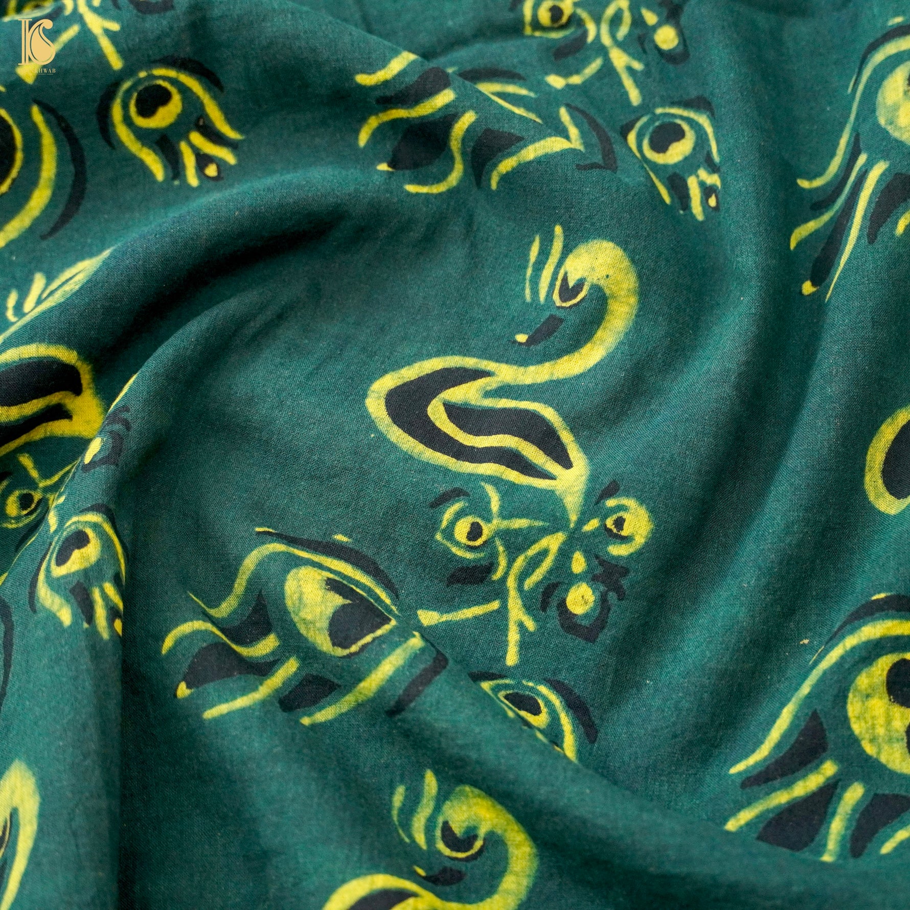 Black - Natural Dyed Pure Mul Cotton Hand Block Ajrakh Print Fabric 25