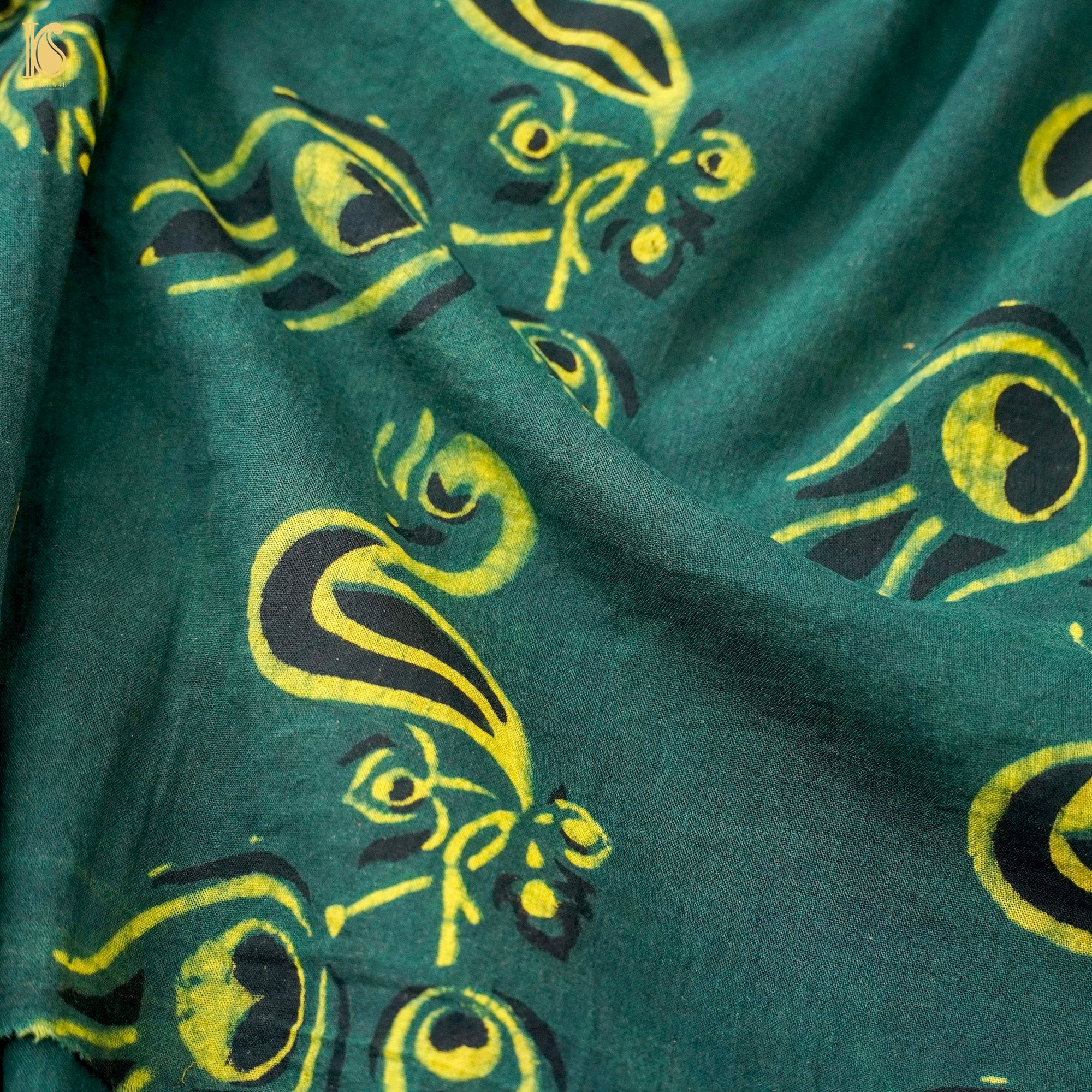 Multicolor - Natural Dyed Pure Mul Cotton Hand Block Ajrakh Print Fabric 24 main image 1