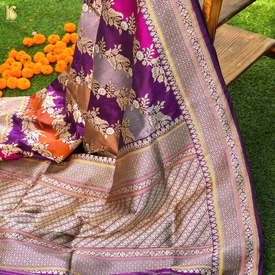 Handloom Banarasi Pure Katan Silk Rangkat Kadwa Saree
