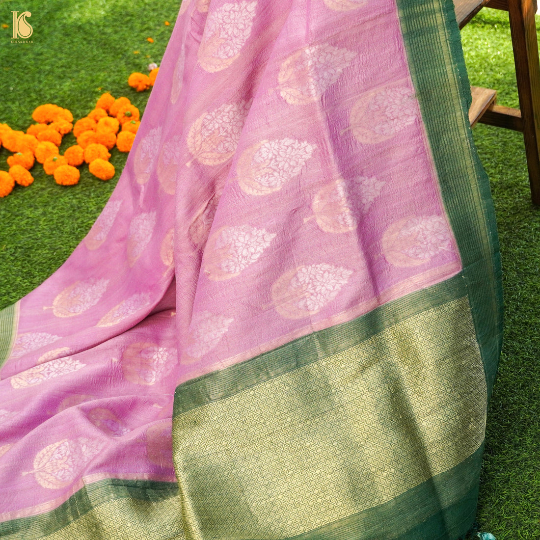 Pure Tussar Georgette Silk Handwoven Banarasi Saree