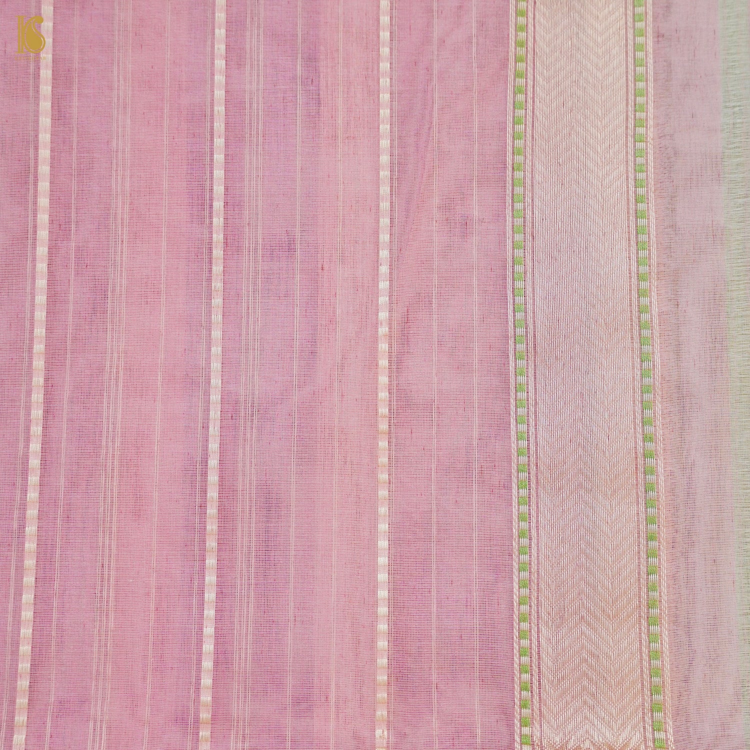 Pink Handloom Pure Kora Organza Banarasi Saree