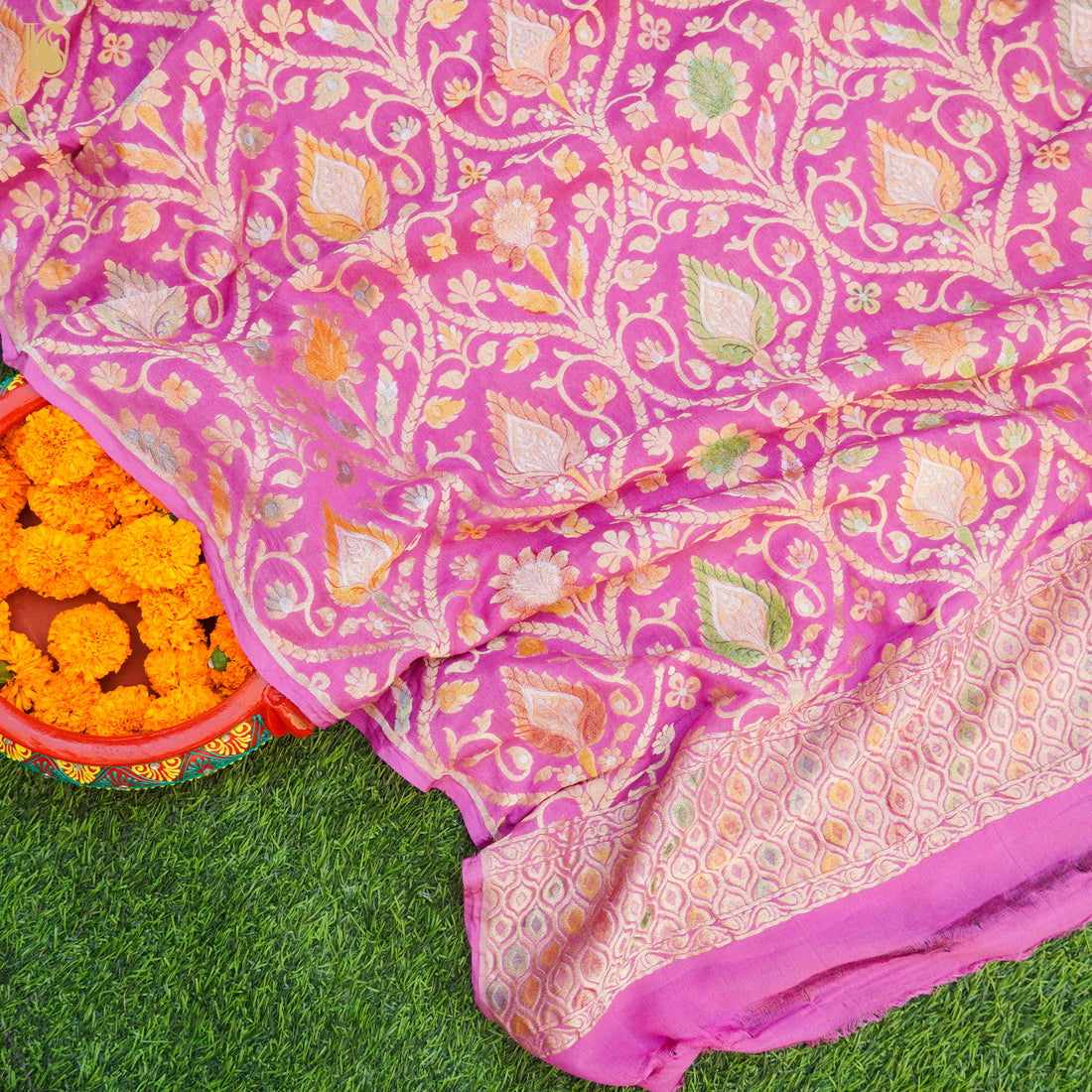Banarasi Georgette Fabric with Hand Brush