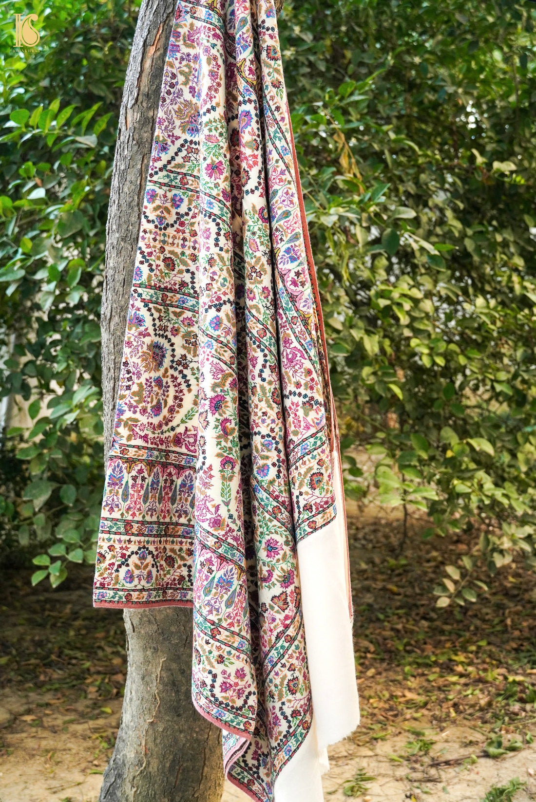 Pashmina Handwoven Sozni Antique Design Jamewar Kashmir Shawl