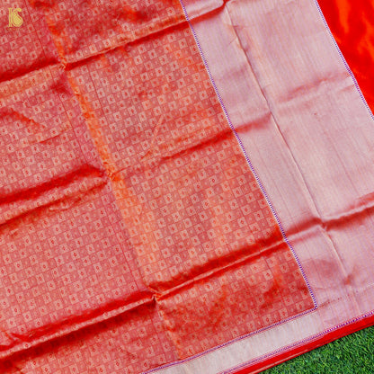 Red Handloom Banarasi Mashru Silk Brocade Saree