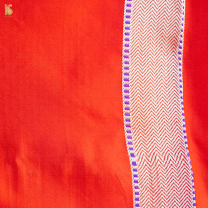 Red Handloom Banarasi Mashru Silk Brocade Saree