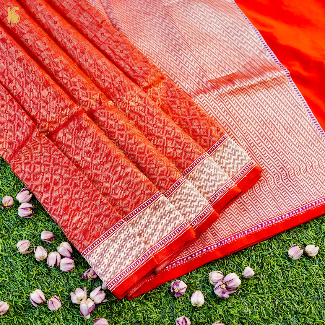 Red Handloom Banarasi Mashru Silk Brocade Saree
