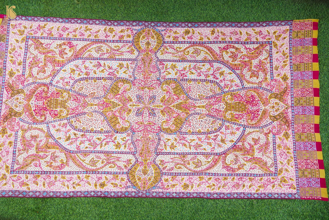 Pashmina Handwoven Kalamkari Sozni Weave Kashmir Shawl