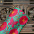 Poppy Teal & Pink Titli Print Chiniya Silk Fabric - Khinkhwab