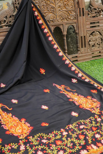 Crepe Silk Aari Work Kashmiri Saree