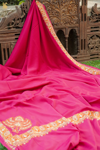 Crepe Silk Aari Work Kashmiri Saree