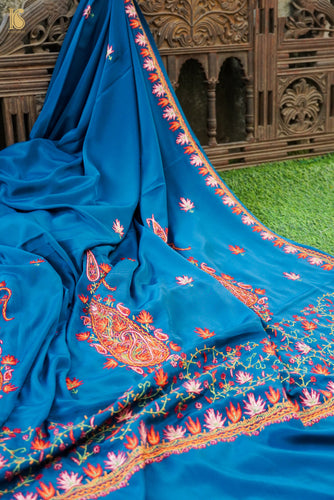 Crepe Silk Aari Work Kashmiri Saree