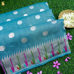 Tussar Silver Zari Muniya Border Banarasi Saree