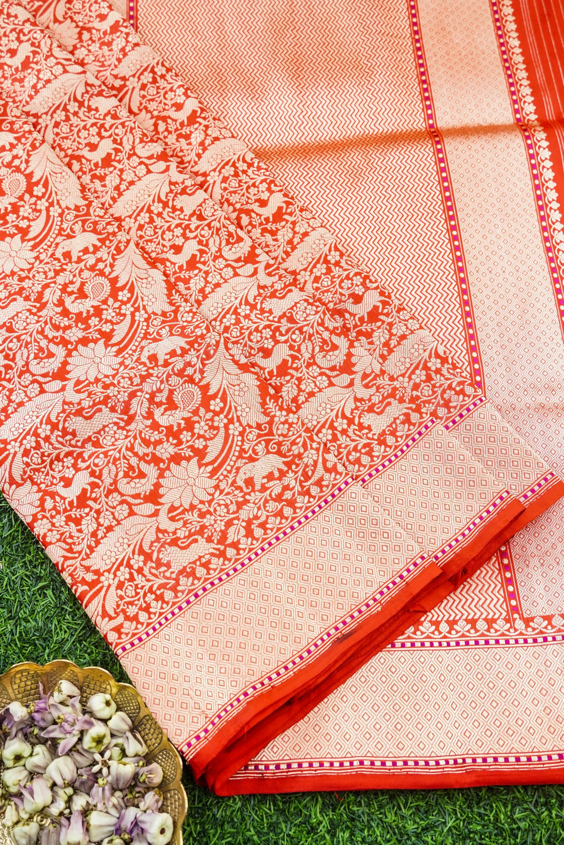 Handwoven Katan Silk Banarasi Shikargah Saree