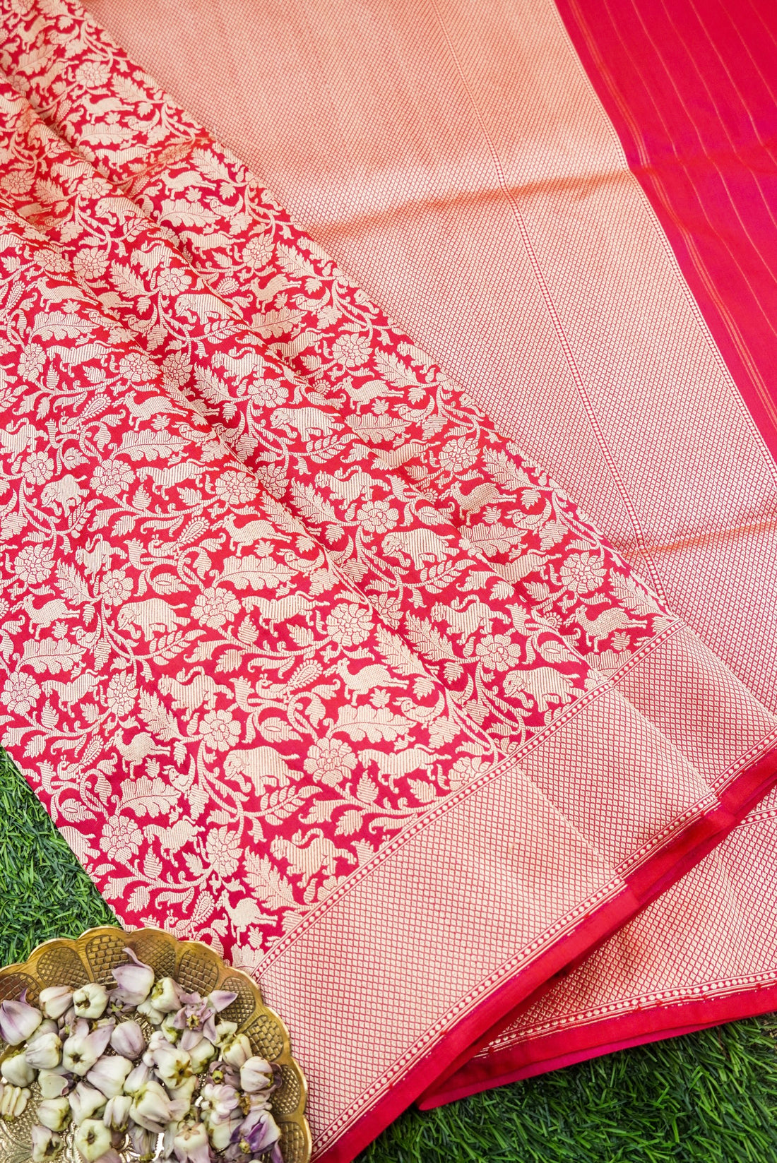 Handwoven Satin SIlk Banarasi Shikargah Saree