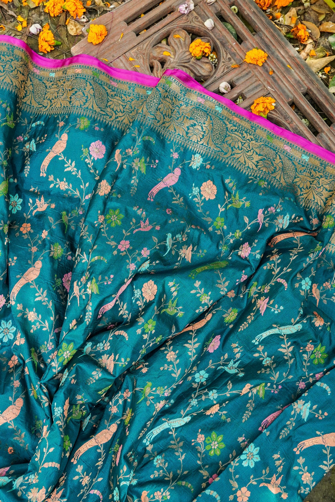 Handwoven Katan Silk Banarasi Shikargah Saree