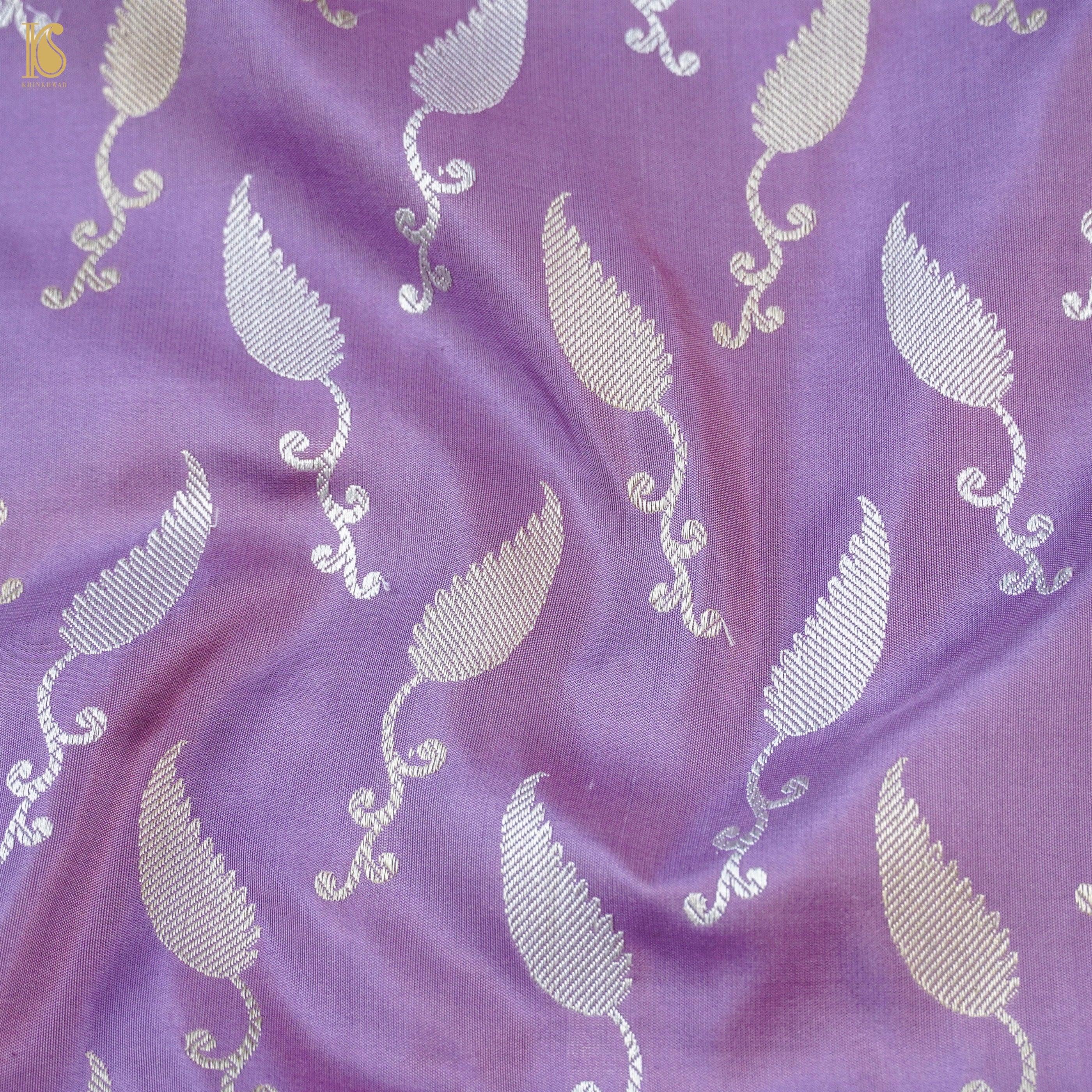 Purple Handloom Banarasi Pure Katan Silk Jaal Saree