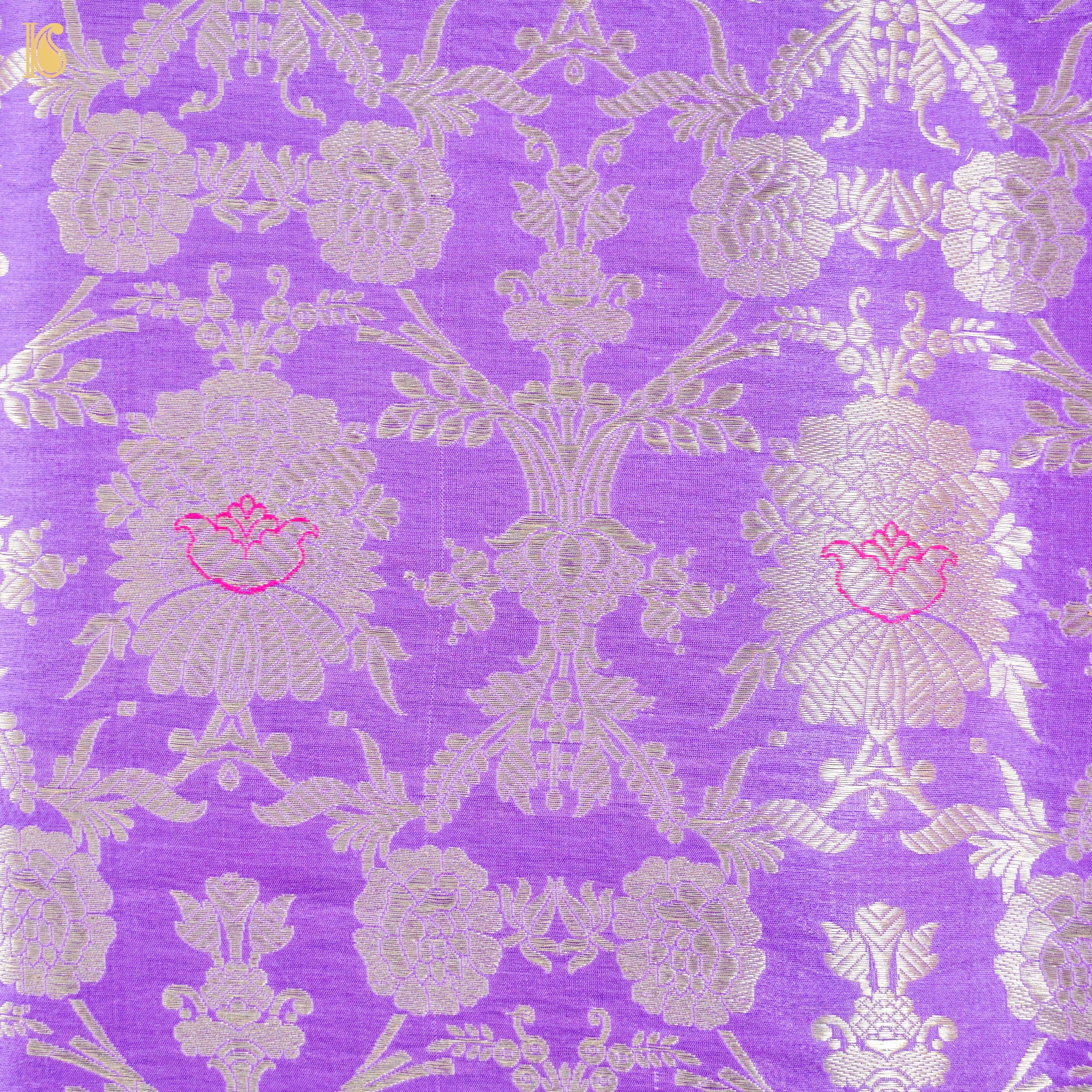 Lavender Pure Brocade Banarasi Mehraab Boota Fabric