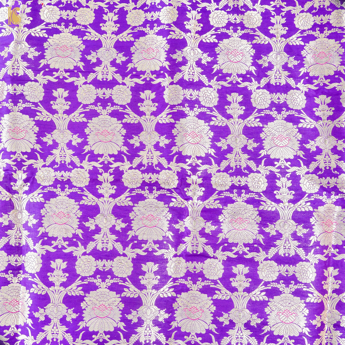 Purple Pure Brocade Banarasi Mehraab Boota Fabric