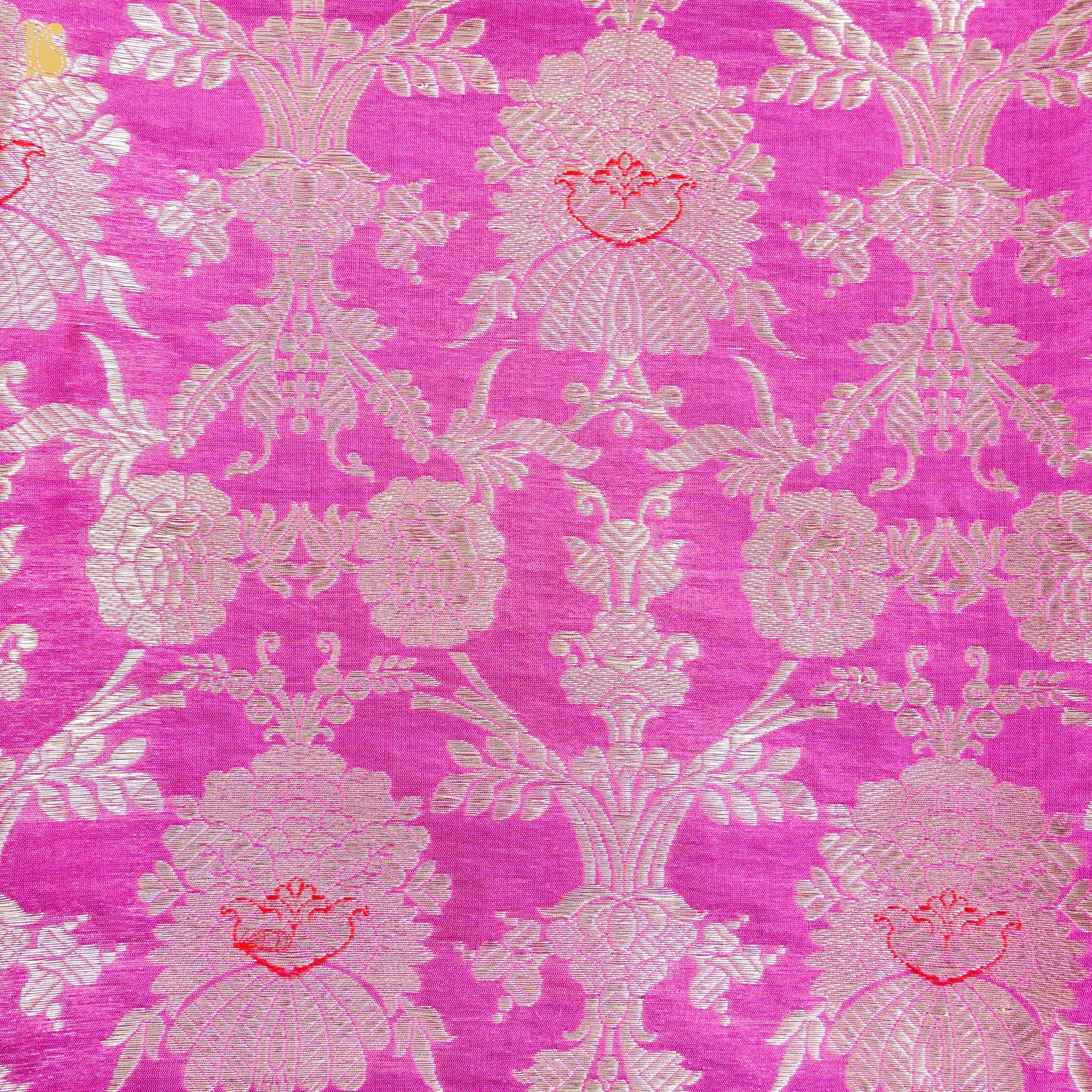 Pink Pure Brocade Banarasi Mehraab Boota Fabric