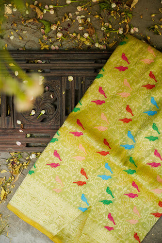 Handloom Banarasi Katan Silk Chidiya Saree