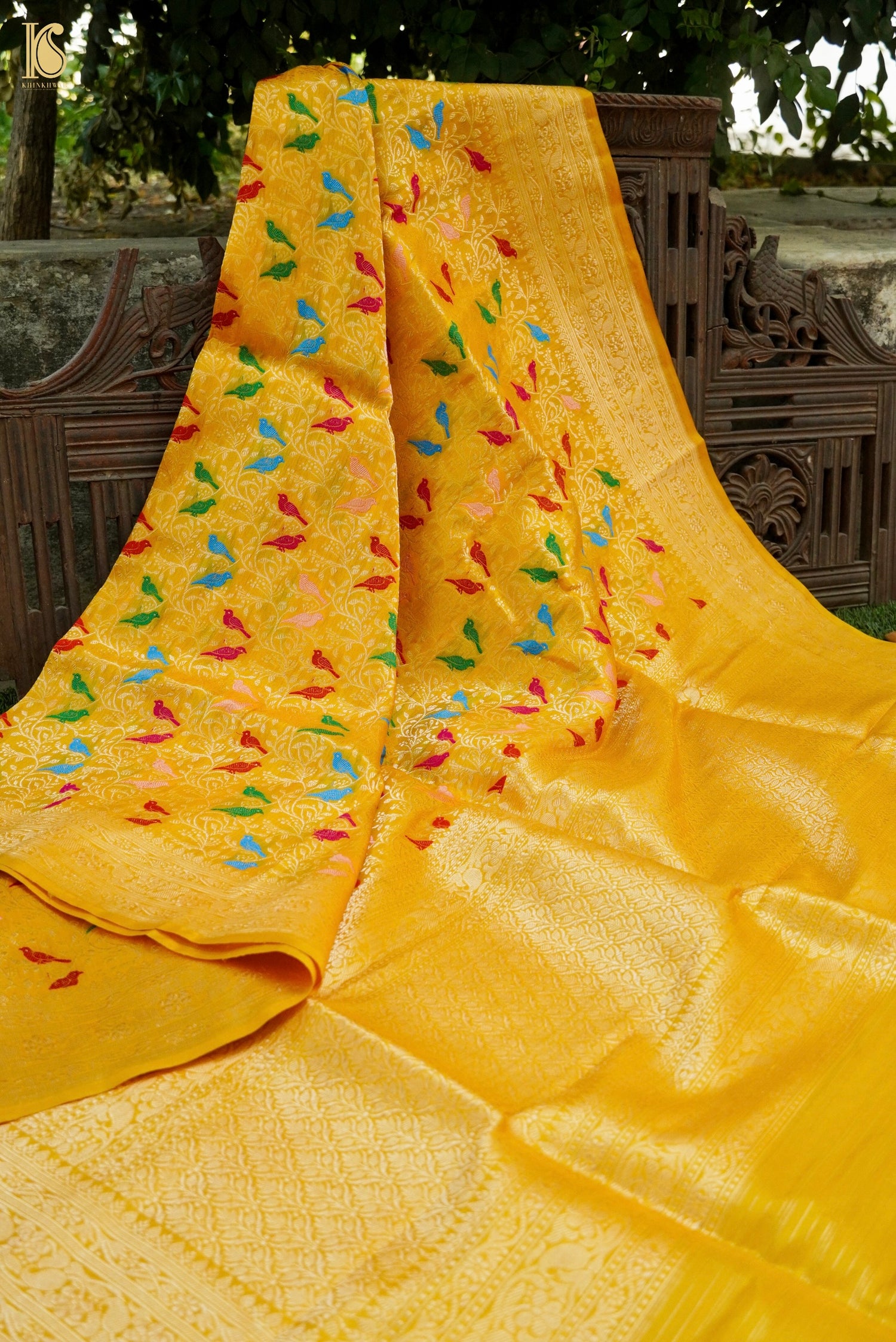 Handloom Banarasi Katan Silk Chidiya Dupatta