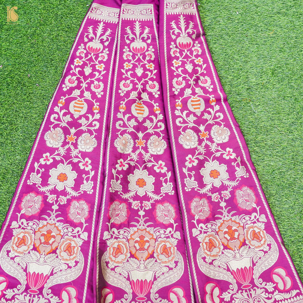 Violet Pure Katan Silk Handloom Banarasi Kalidar Lehenga
