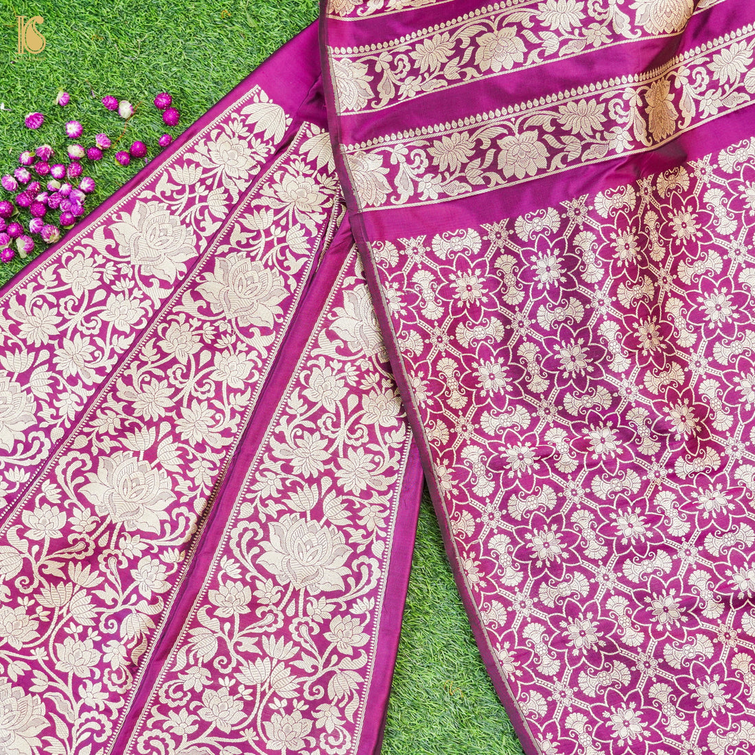 Handloom Banarasi Katan Silk Kalidar Lotus Lehenga