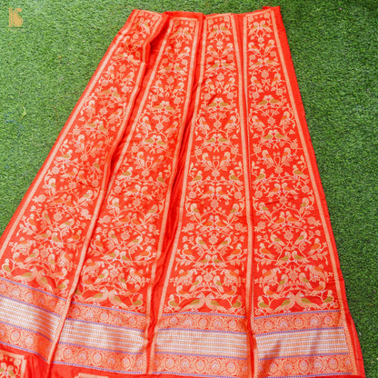 Handloom Banarasi Katan Silk Kalidar Chidiya Lehenga