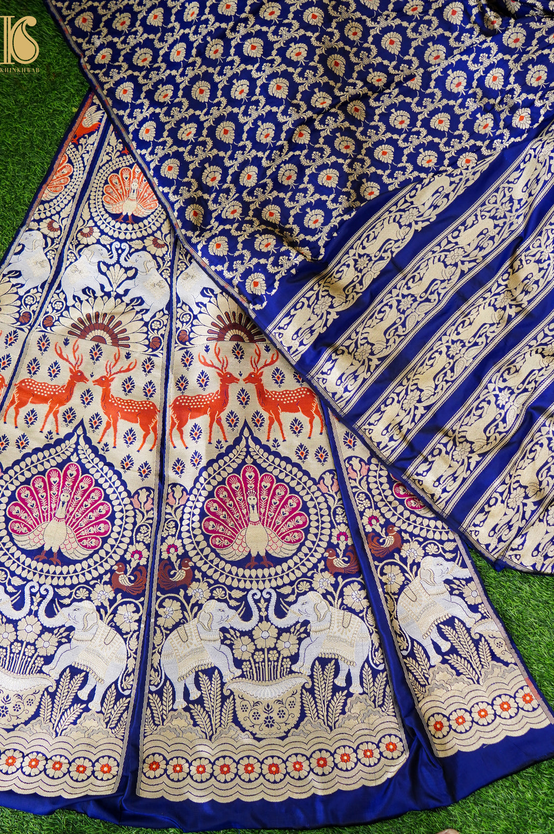 Handloom Banarasi Katan Silk Kalidar Mayura Gajraj Lehenga