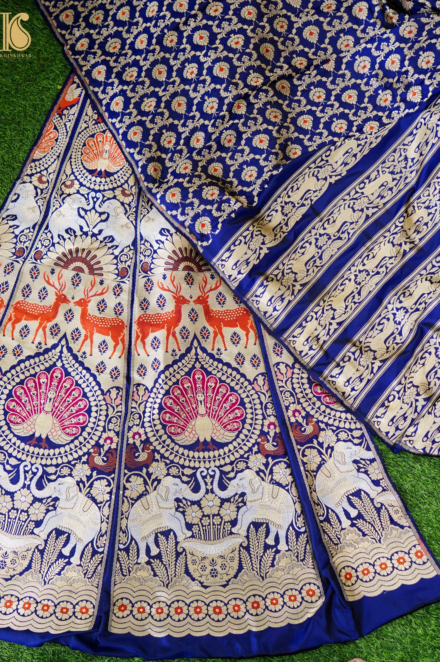 Handloom Banarasi Katan Silk Kalidar Mayura Gajraj Lehenga