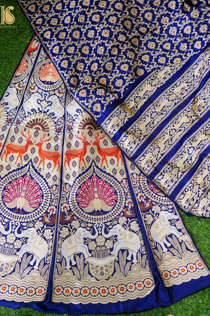 Handloom Banarasi Katan Silk Kalidar Mayura Gajraj Lehenga