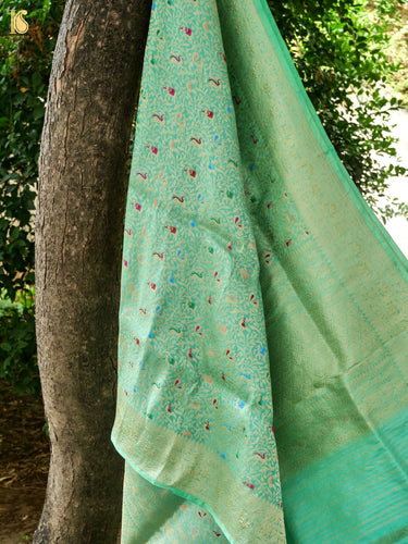 Handwoven Banarasi Katan Silk Shikargah Dupatta