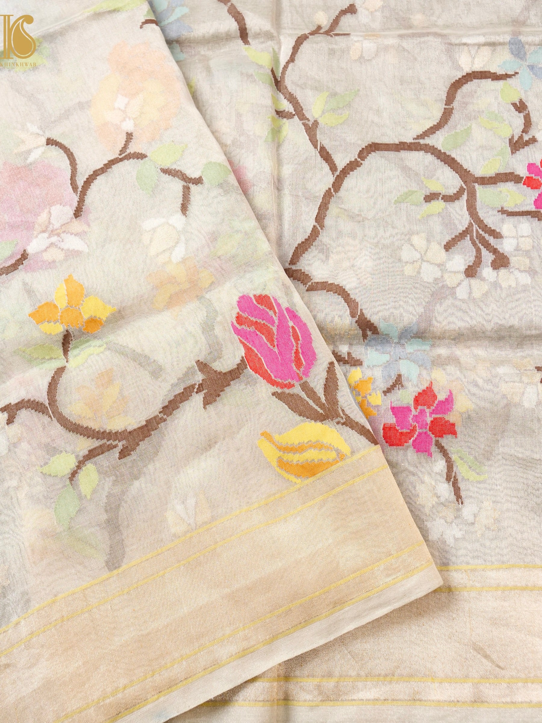 Handloom Banarasi Real Silver Zari Cotton Tissue Dupatta