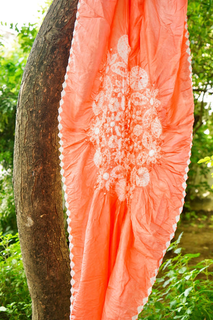 Handwoven Pure Silk Maharani Bandhani Hands Free Saree