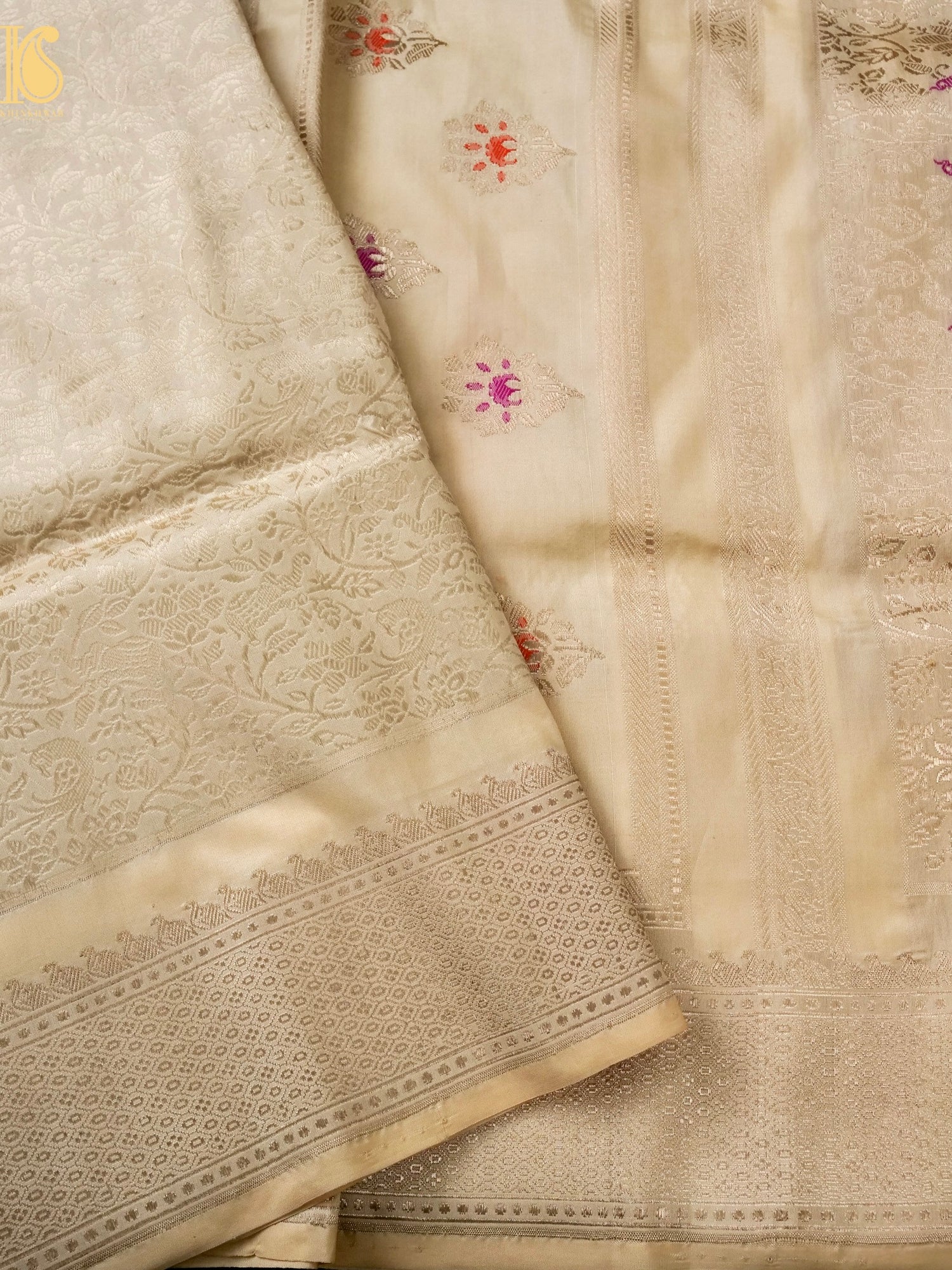 Handloom Banarasi Katan Silk Kadwa Zari Vasket Shikargah Saree