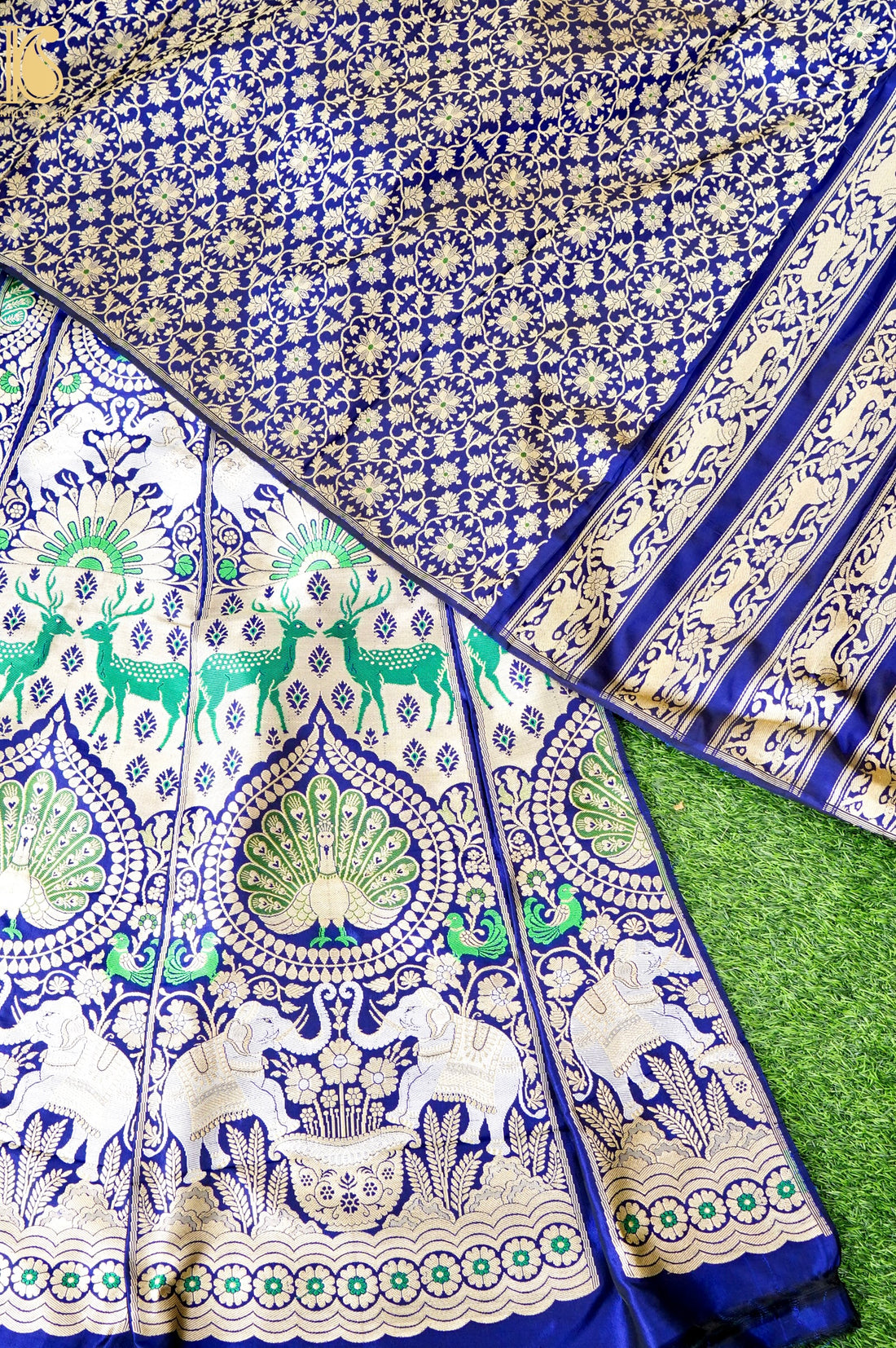 Handloom Banarasi Katan Silk Kalidar Mayura Gajraj Lehenga