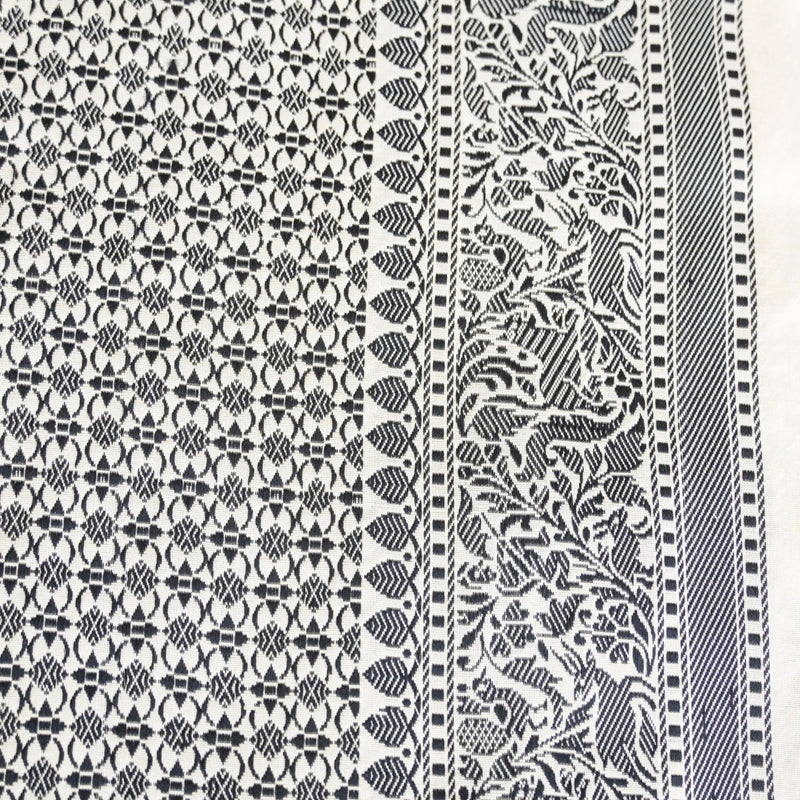 Handloom Katan Silk White & Black Resham Shikargah Banarasi Saree - Khinkhwab
