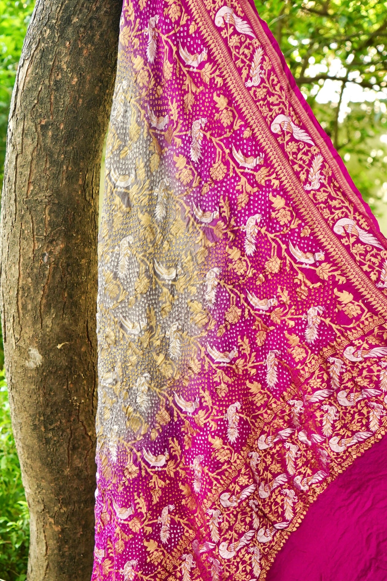 Banarasi Georgette Bandhani Birds Dupatta
