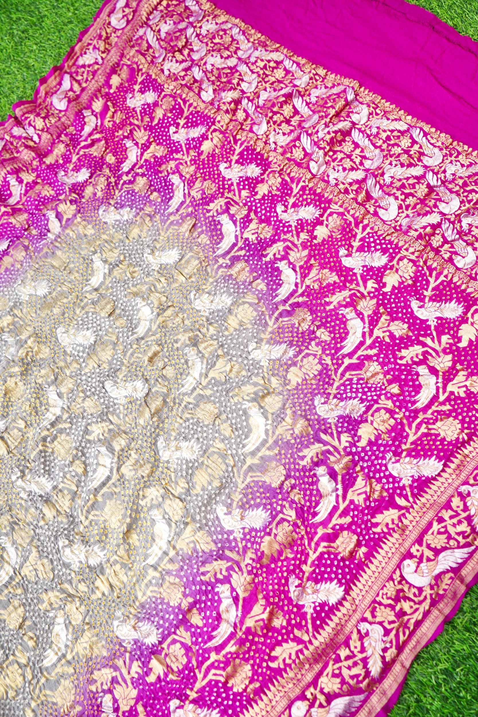 Banarasi Georgette Bandhani Birds Dupatta