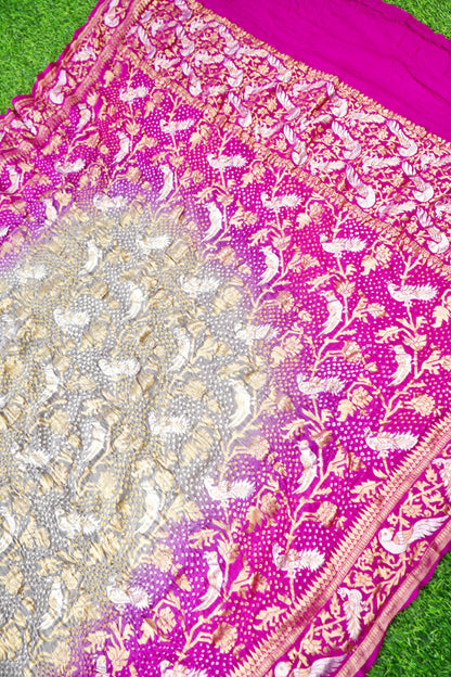 Banarasi Georgette Bandhani Birds Dupatta