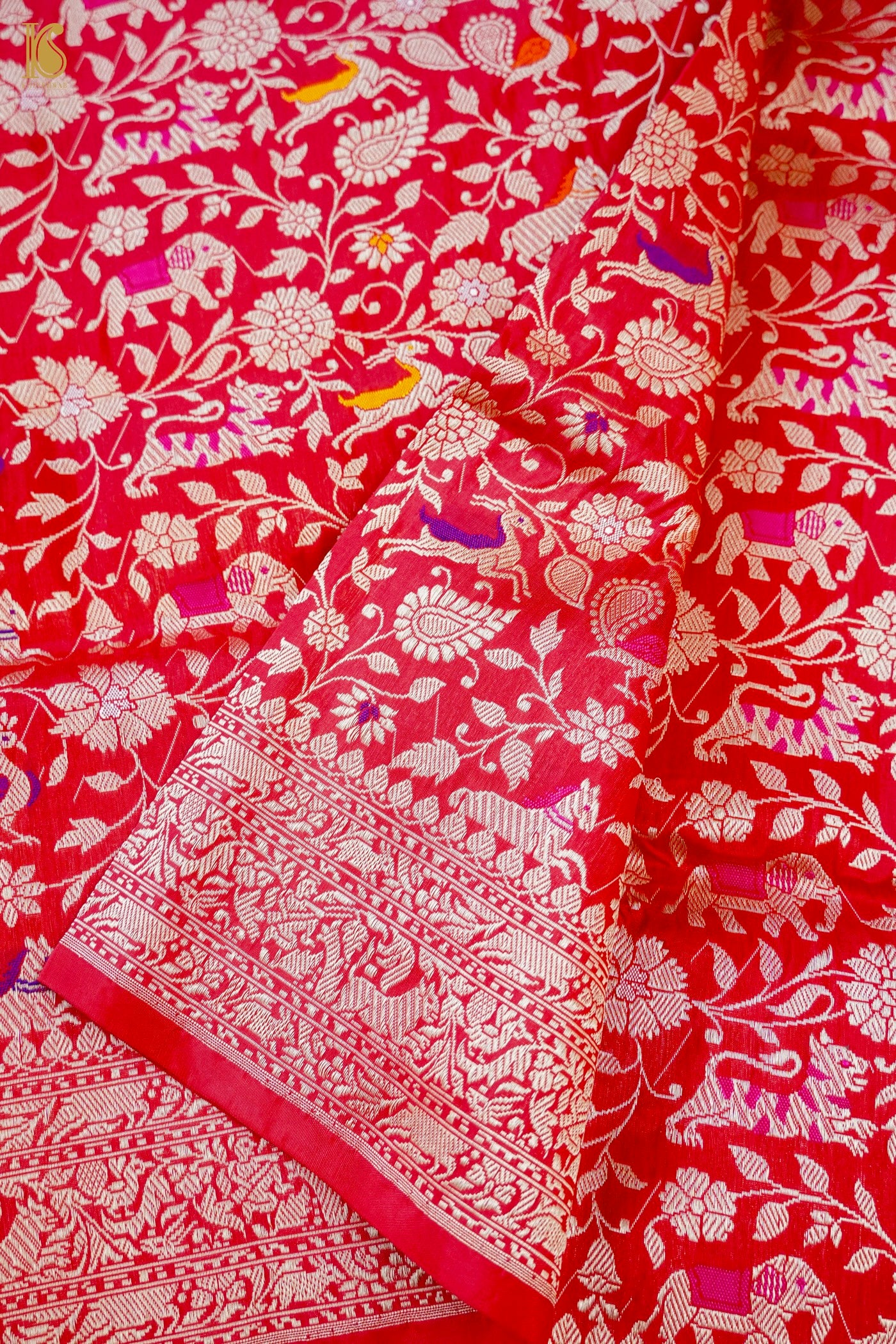 Handloom Banarasi Katan Shikargah Saree