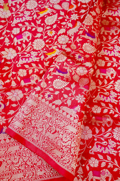 Handloom Banarasi Katan Shikargah Saree