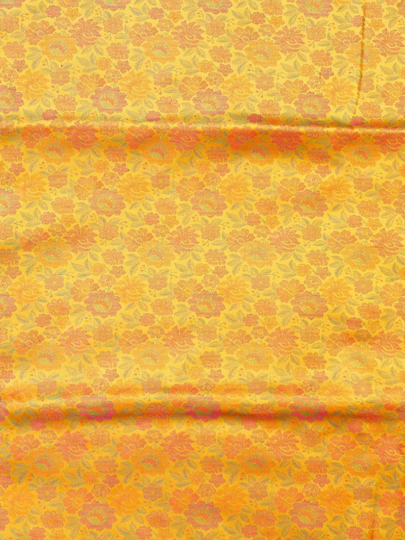 Handloom Banarasi Tanchoi Silk Peonies Fabric