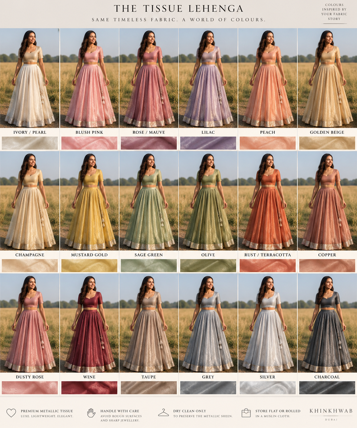 Customisable Tissue Silk Lehenga with Blouse in Gold
