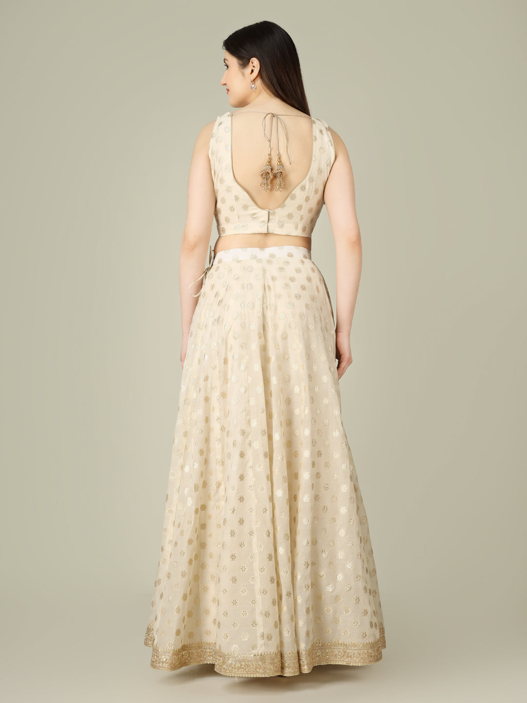 Banarasi Chanderi Kalidar Lehenga Stitched Set - Khinkhwab